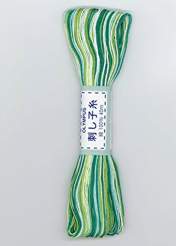 Sashiko Thread 40m - Lt.Variegated Teal Green - all cotton #51