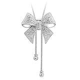 Acefeel Big Bow Tie Ribbon Made with Swarovski Element Crystal Pendant Necklace Fashion Jewelry for Girls N153