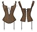 Charmian Women's Renaissance Lace Up Vintage Boned Bustier Corset with Garters Brown X-Large