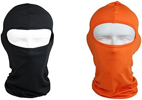 Amigo Global Balaclava Headwear Thin Face Mask Bike Football Motorcycle Tactical Helmets Liner 2 Pack - Black + Orange