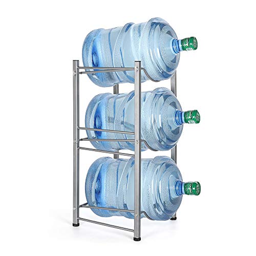 Water Cooler Jug Rack 3-Tier Water Bottle Storage Rack 5 Gallon Detachable Heavy Duty Water Bottle Holder Shelf Water Bottle Rack Save Space for Home Office Organization, Sliver - Thumbnail 7