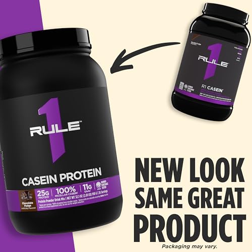 Rule 1 Casein Protein - 25g Protein and 11g EAAs Per Serving from Slow-Release Micellar Casein for Overnight Recovery and Sustained Delivery Between Meals (4 Pounds*, Chocolate Fudge)