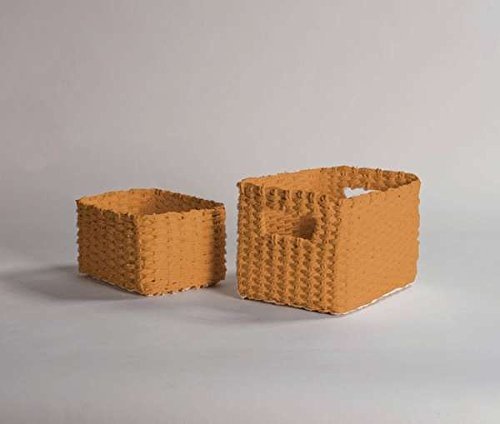 Compactor Lisou Woven Storage Baskets, Paper, Mustard, 21 x 16 x 13.5 cm