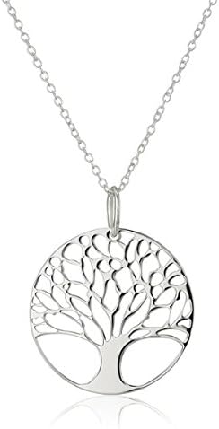 Sterling Silver Tree of Life Disk Chain Pendant Necklace