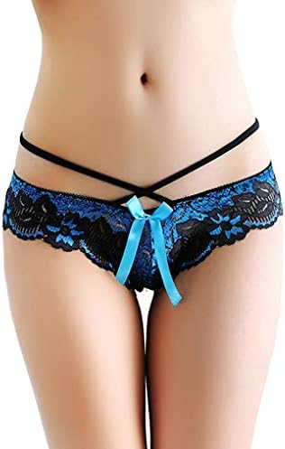 Matsee Women's Polyester Soft G String Lace Thong (Blue, Free Size)