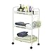 HollyHOME Premium 3-Tier Mesh Rolling Cart with Extra 5 Hooks, Easy Storage and Move Steel Utility Serving Rack in Bathroom Kitchen or Office, White