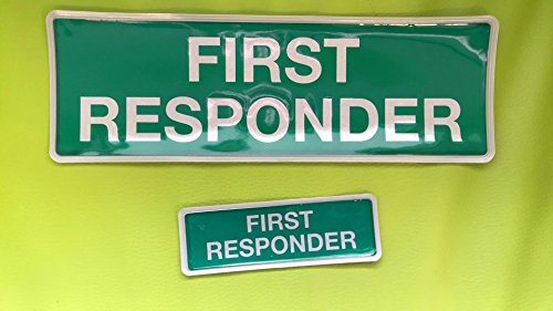 FIRST RESPONDER 300 Green Encapsulated Badge Set for Clothing Bag or Vehicle