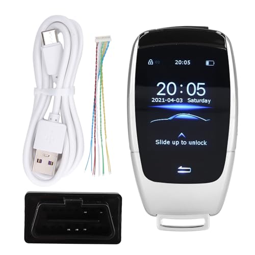 Keyless Entry, Universal TK900 LCD Touch Screen Smart Key Remote Keyless Entry for Start Stop Engine Button Models (Silver)