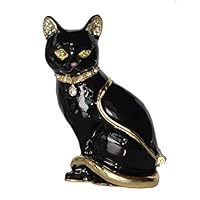 Minihouse Vintage Style Jewelry Organizer Ring Holder Cat Trinket & Jewelry Box Miniature Cat Figurine Cat Themed Gifts for Cat Lover  (Black)