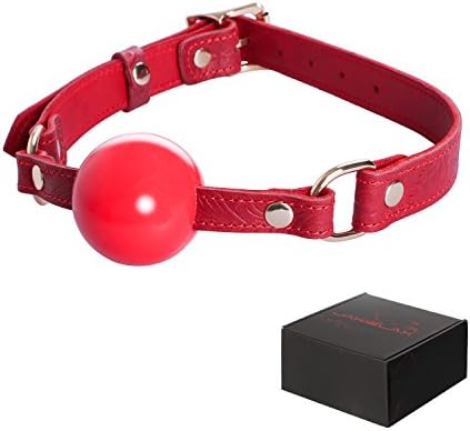 Silicone Mouth Play Ball Breathable Red embossed Genuine Leather For Men Woman