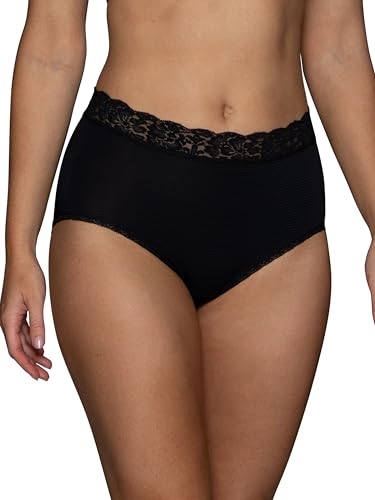 Vanity Fair Damen Schmeichelhafte Spitzenhöschen: Leicht und Seidig mit Überlegenem Stretch Slip, Schwarz, 34
