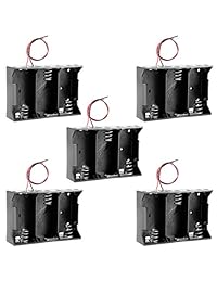 uxcell 4.5V Battery Holder Case Storage Box 3 x 1.5V D Batteries Wire Leads 5Pcs