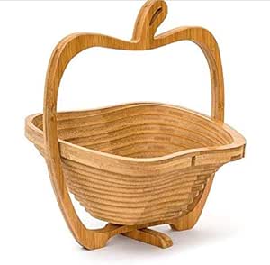 GGPJ Plato de Frutas Manzanas Plegables De Bambú En Forma De Cesta