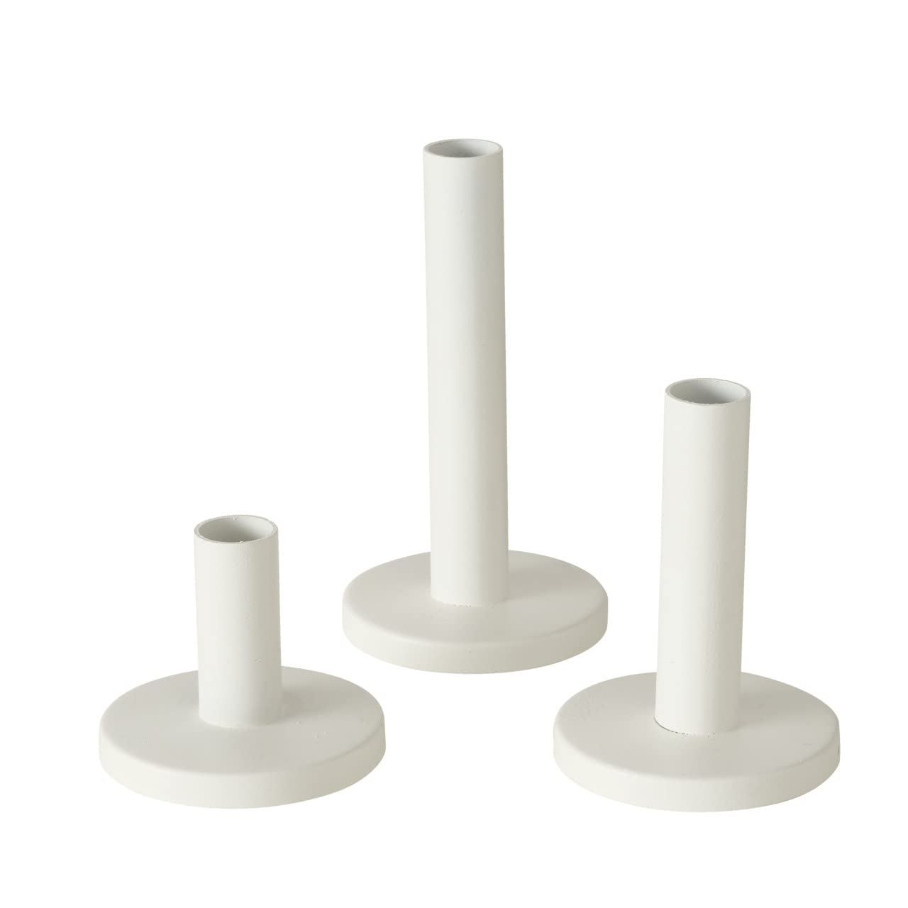 Boltze Malko 2026192 Candle Holder Set of 3 (Metal Candlestick, White, Decoration for Table/Dresser, Candlestick)