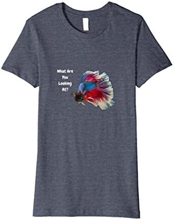 Womens Betta Fighting Fish T-shirt What are you Looking At? Small Heather Blue