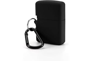 Fironst Silicone Case for Classic Zippo Lighter, Protective Case Anti-Lost Rubber Cover Skin Sleeve Holder Accessories with Metal Carabiner, Convex Engraving is Not Applicable (Black, Classic)