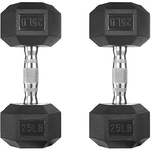 papababe Dumbbells Free Weights Dumbbells Weight Set Rubber Coated cast Iron Hex Black Dumbbell Pair