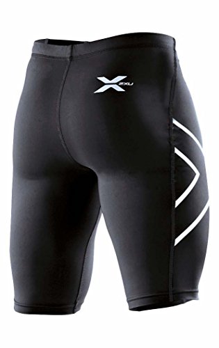 2XU Men's Basketball Compression Shorts, Black/Silver Logo, Large - Thumbnail 2