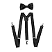 ZeroShop Men's Roaring 1920s Set Manhattan Fedora Hat,Y-Back Suspenders & Pre Tied Bow Tie, Gangster Tie & Fake Mustache (OneSize, Z-Black)