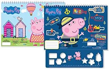 Diakakis 000482245 Painting Block Peppa Pig 23X33 40Sh Stickers-Stencil-2 Coloring Pg 2Designs, Multicolored, 23 x 33 cm