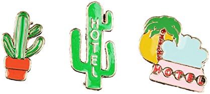 Irecall Cartoon Enamel Cactus Brooch Pin Set Cute Brooches Patches for Clothes Bags Backpacks Jackets