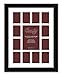 Craig Frames 1WB3BK 12 by 16-Inch Black Picture Frame, Single White Collage Mat with 13 Openings