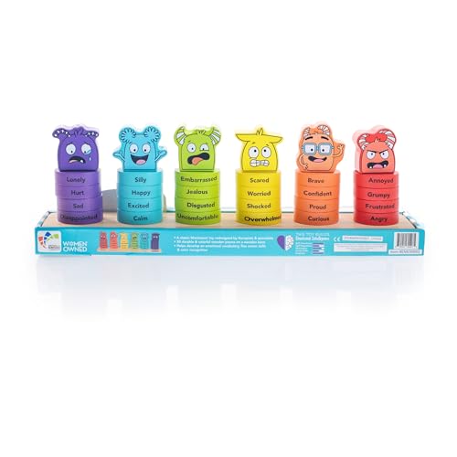 Open The Joy Emotions Stacking Rings – 30pc Rainbow Stacking Toy for Toddlers, Baby Sensory Learning Toy, Fine Motor Skill Development – Montessori Toys for 1 Year Old, Ages 12 Months and Up