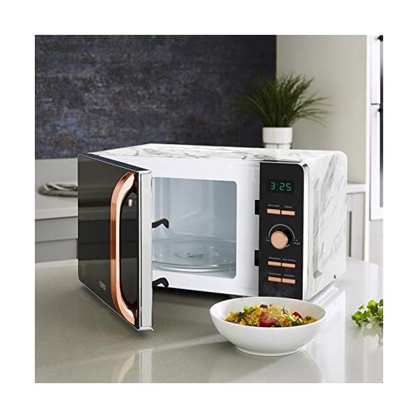 Tower T24021WMRG Digital Microwave with 60-Minute Timer and 8 Autocook Settings, 20L, 800W White Marble and Rose Gold