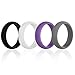 Swagmat Women’s Silicone Wedding Ring Bands – 4 Ring Pack – Black, Boulder Gray, Seashell White, Royal Purple - 5.5 mm Width - 2 mm Thickness
