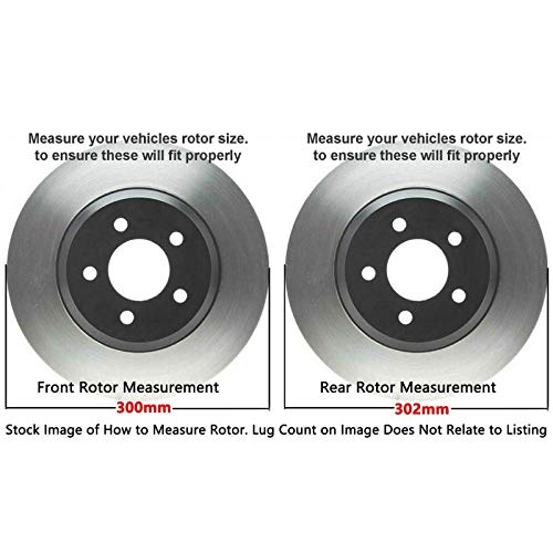 Detroit Axle 300mm Front & 302mm Rear Drilled Slotted Rotors Ceramic