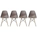 2xhome Modern Plastic Side Dining Chairs No Arms with Back Natural Wood Wooden Legs, Grey