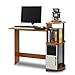 Furinno Compact Computer Desk with Shelves, Round Side, Light Cherry/Black