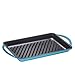 Enameled Cast-Iron Rectangular Grill Pan with Ridges, Oven Safe, Non-Stick Coating, Loop Handles, 9.5