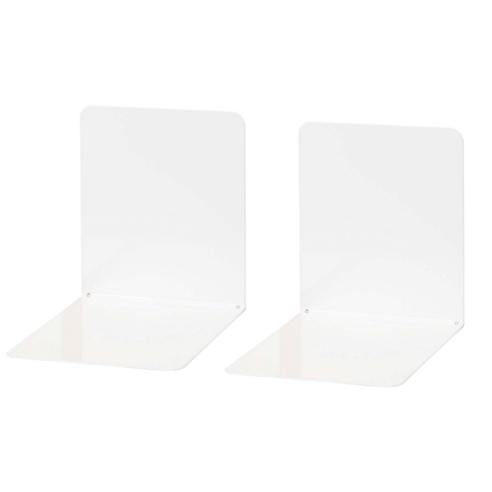 Wedo 1021100 bookend (Made of Metal, Wide, 14 x 12 x 14 cm) 2 Pieces White