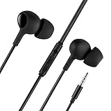 EUKYMR In-Ear Wired Earphones Powerful Sound Stereo In-Ear Headphone Ergonomic Comfort Black