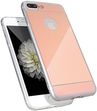 iPhone 7 Plus case, KURTON Luxury Back Mirror Clear Slim TPU Bumper Shock-Absorption Anti-Scratch Protective Case Cover Bright Reflection Cute and Elegant for Apple iPhone 7 Plus (2016)-Rose Gold