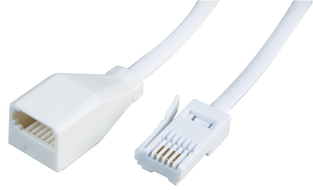 Pro Signal 4-Way BT Plug to Socket Telephone Extension Lead, 15m, White | 431A BT Style Connector | 6P4C Jack – PSG04181