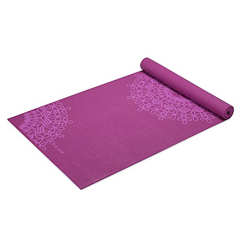 Gaiam Yoga Mat Classic Print Non Slip Exercise & Fitness Mat for All Types of Yoga, Pilates & Floor Workouts, Purple Medallion, 4mm