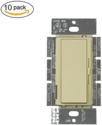 Ivory White LED Decora Dimmer Switch - Single Pole - 3 Way Dimmer Switch - Universal Lighting Control - 150 Watt LED &amp; Fluorescent - 600 Watt Halogen &amp; Incandescent - For Dimmable Bulbs 10 Pack