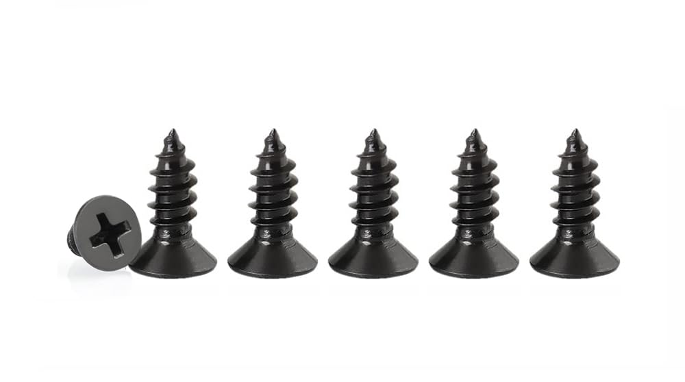 M4 Phillips Flat Head Self Tapping Screws,100 pcs Black M4 x 12mm Carbon Steel Wood Screws DIY Woodworking with Box