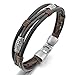 INBLUE Men,Women's Alloy Genuine Leather Bracelet Bangle Rope Black Silver Tone Brown Purple Braided