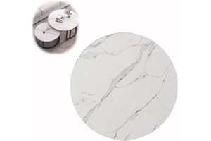 BERWDUXA Wood Round Dining Table Top 16" 20" 24" 32" 40" Solid Wood Table Top, Smooth Circle Tabletop, for Coffee Table, Side Table, Garden Table(White Marble,90cm/36in)