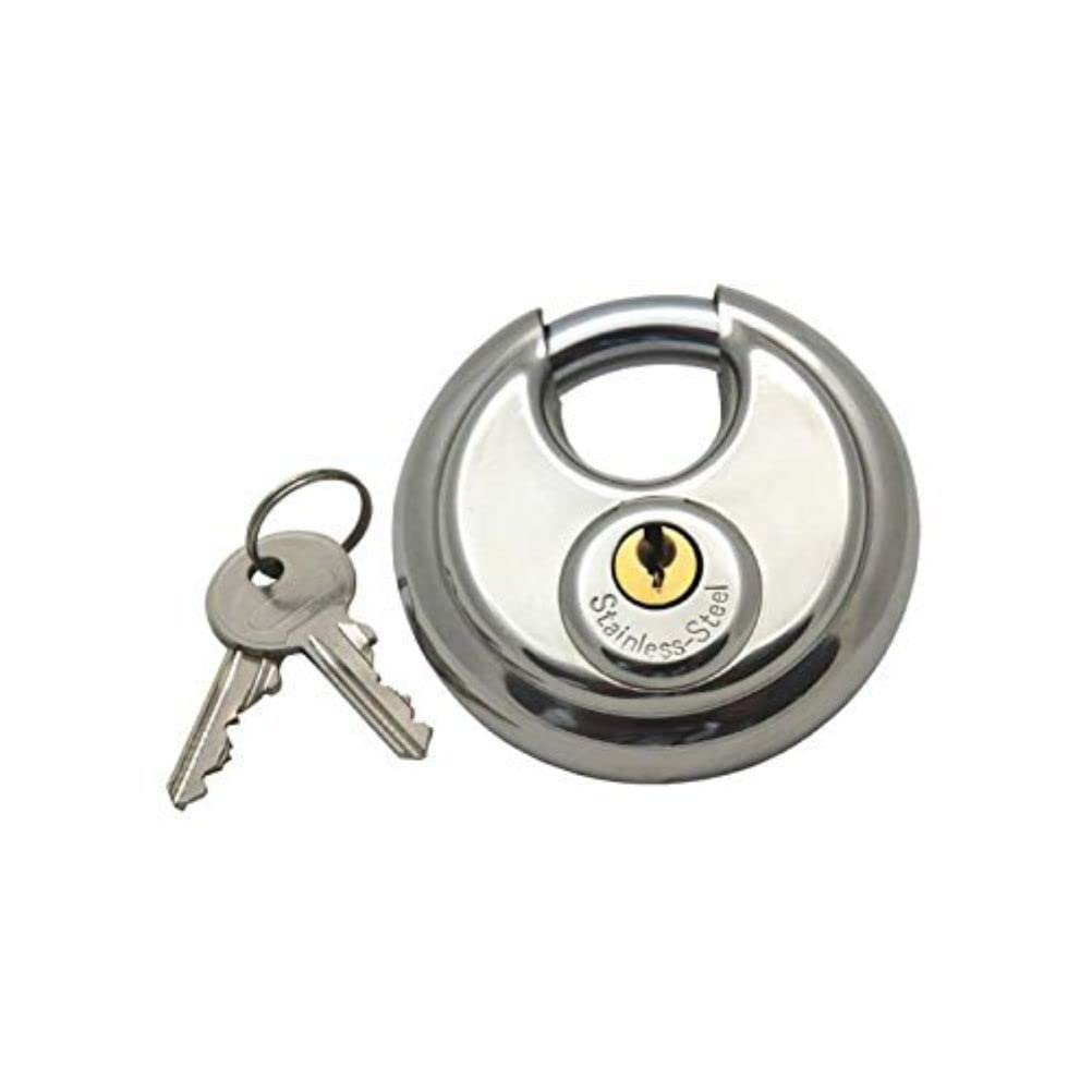 Merriway BH01305 Discus Padlock, 70mm (2.3/4 inch) -Stainless Steel Finish, 70 mm