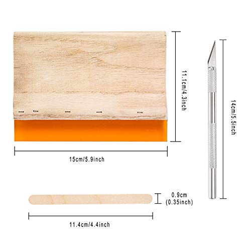 Peirich 20 Pieces Screen Printing Starter Kit Include 10 x 14 Inch Wood Silk Screen Printing Frame with 110 White Mesh, Screen Printing Squeegees, Carving Knife and Mask Tape
