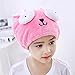 G2PLUS Hair Drying Towel for Kids, Microfiber Absorbent Cartoon Hair Towel Wrap for Children Shower Bath (Pink)