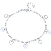 Vanbelle Sterling Silver Jewelry - Rhodium Plated with 925 Stamp - Hanging Open and Close Heart Bracelet - Elegant handcrafted - for Women - 6.5" long + 1" extender