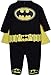 WARNER BROS DC Comics Justice League Batman Newborn Baby Boys Zip Up Costume Coverall and Cape Batman Footies (0 To 9 Months) 3-6 Months