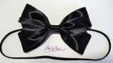 Black Shiny Satin Alice in Wonderland Double Ribbon Hair Bow Headband