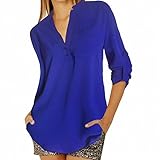 vanberfia Women's Casual V Neck Blouses and Tops Long Sleeve Shirt