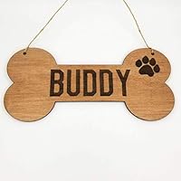 Hueso de perro personalizado Casa de perro Signo de madera Decoración Nombre personalizado con pata